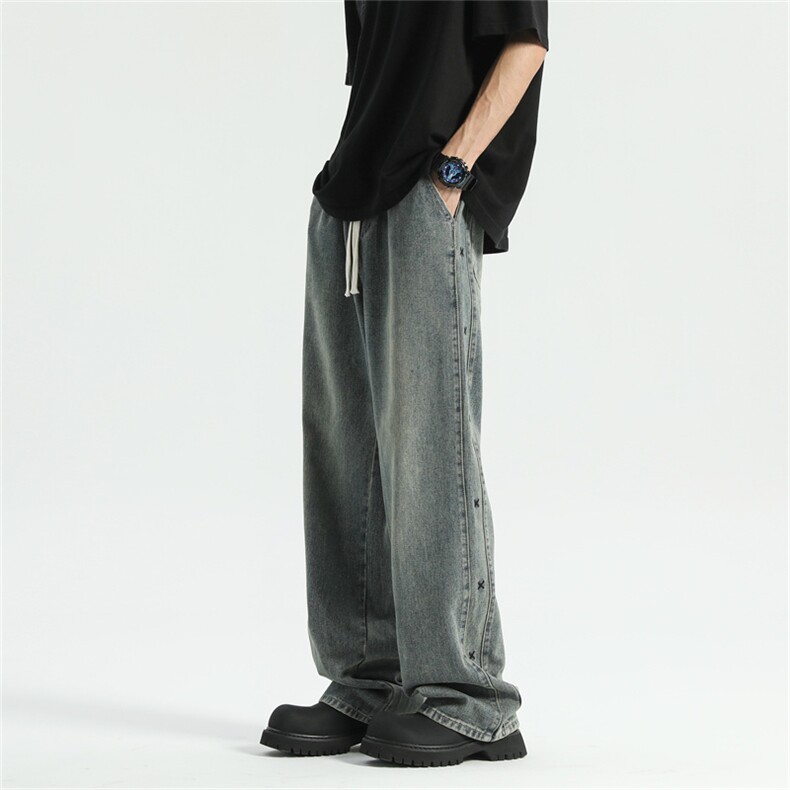 抖音高街设计感牛仔裤怀旧蓝刺绣新款牛仔裤C323-1-8898-P38，男装牛仔裤，电商C323-1