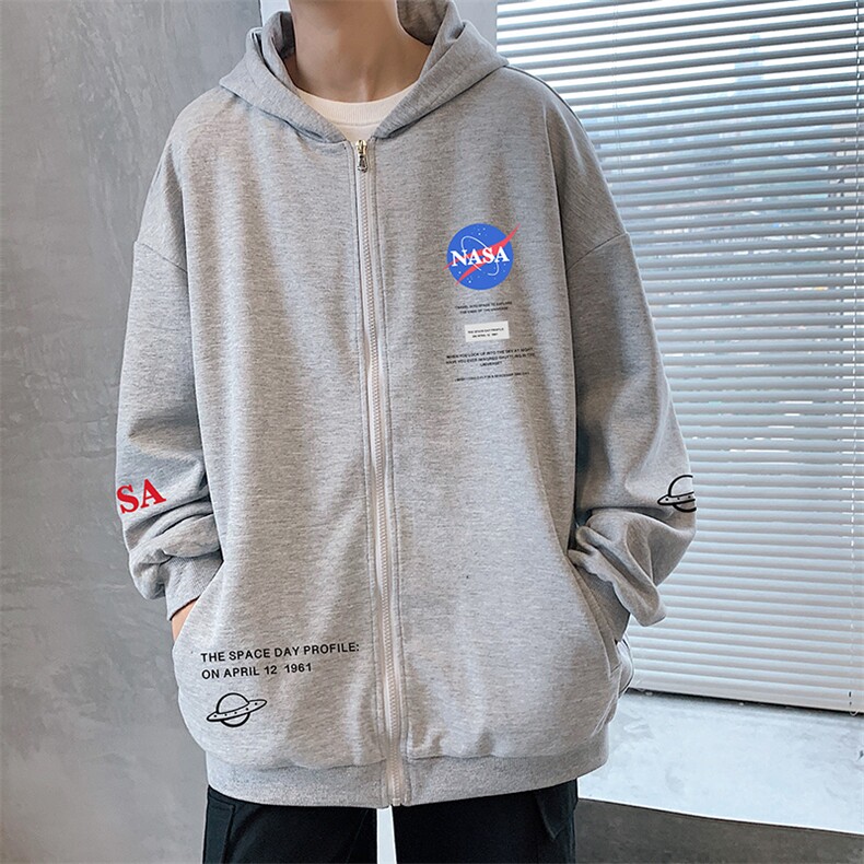 KS21243-P38NASA连帽开衫卫衣男运动外套大码班服,男装卫衣,电商A040