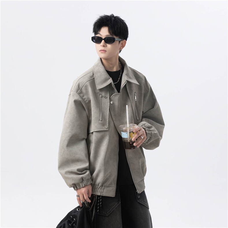 扎染结构皮夹克外套男 cp135-特p70图片
