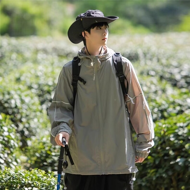 防晒衣男夏季美式高街薄款宽松连帽防晒服夹克潮FY991图片