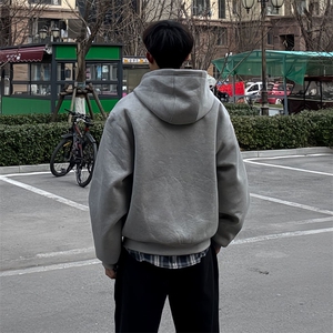 抖音得物高品质二开 25秋冬美式重磅宽松结构双面连帽卫衣外套W68图片