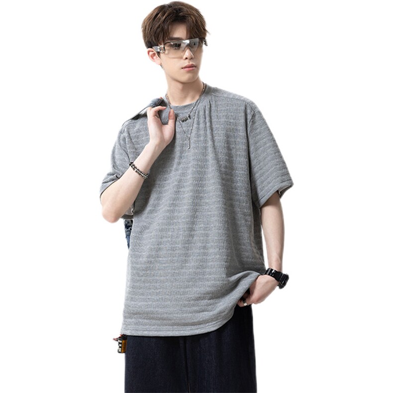 纹理简约圆领短袖t恤男xh114-特p28,男装T恤,电商B367
