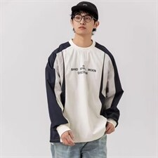 日系复古长袖卫衣男春季情侣宽松圆领套头衫学院风百搭休闲上衣男，男装卫衣，星座506A