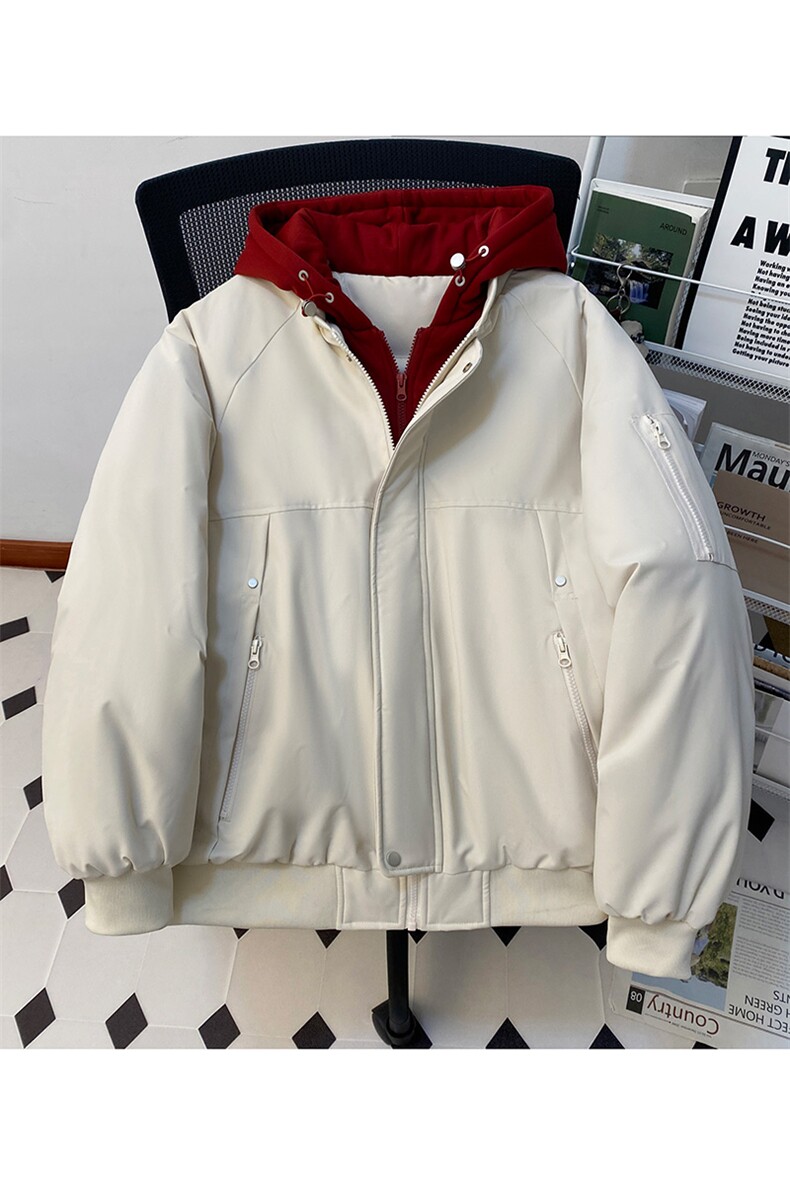 !潮流冬季连帽拉链加绒加厚棉衣情侣撞色棉服外套MY5567-P78,男装棉衣,星座610B-1
