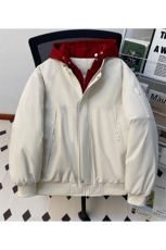 !潮流冬季连帽拉链加绒加厚棉衣情侣撞色棉服外套MY5567-P78，男装棉衣，星座610B-1