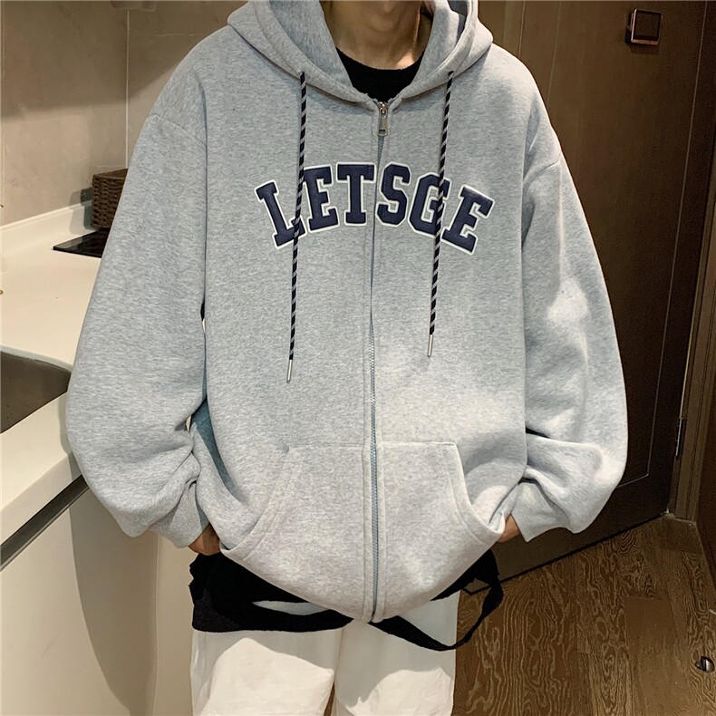 抖音品质秋冬装泡沫印花情侣加厚连帽开衫加绒卫衣G1026P78男,男装卫衣,电商A339