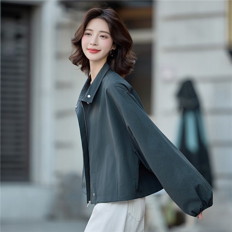 爆《现货2025秋季新款时尚休闲抽绳拉链立领洋气外套》,女装短外套,欧米莱