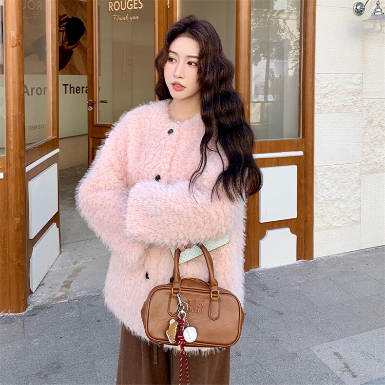 【现货】新款粉色毛皮毛一体毛毛款223-1523-P215-K328，女装皮草，欣美人