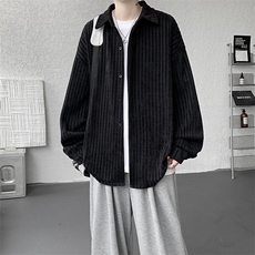 8XL-M鱼骨纹小香风衬衫男生春秋衬衣宽松慵懒垂感外套CS29009P45，男装衬衫，电商B312