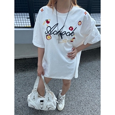 H0978-P35高版本#内里铺布+原版立体绣花宽松休闲短袖T恤，女装T恤，星座617A-2