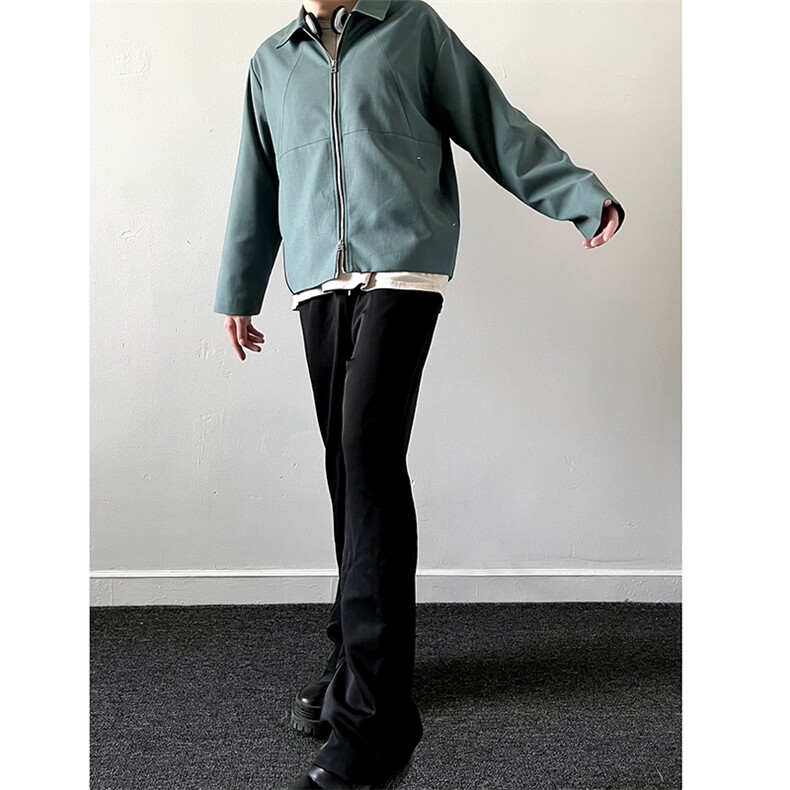 B221美式ins高街纯色情侣款休闲微喇冰丝西裤LK23083-P55控78,男装休闲裤,电商B221