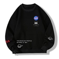 NASA圆领卫衣男大码加厚加绒长袖t恤男S6243-P28加绒款-P33，男装卫衣，电商A040