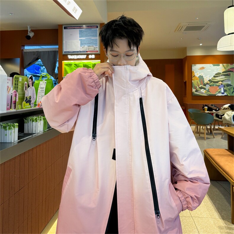 渐变三防户外冲锋衣内里600克仿兔毛潮牌棉衣XZ301AY08P128，男装棉衣，星座301A