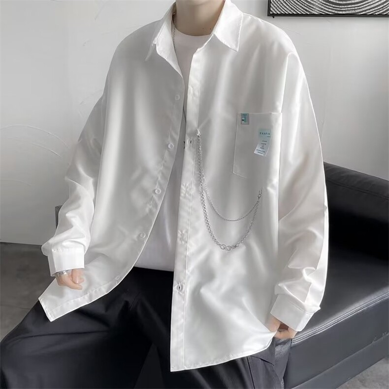 春秋高级设计感情侣衬衣外套港风ins工装长袖衬衫男士 W6947-P30图片