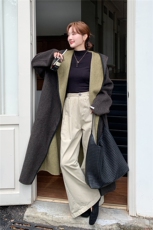 兜帽系带拼色双面羊毛呢大衣--2B72--8621--P245--K328，女装双面呢大衣，乐吉娜