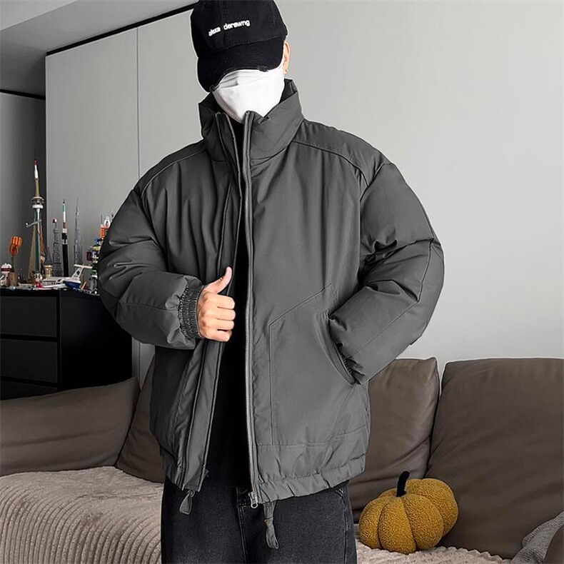现货冬季美式休闲加厚雪山外套夹克立领纯色三防户外工装棉服,男装夹克,电商A443