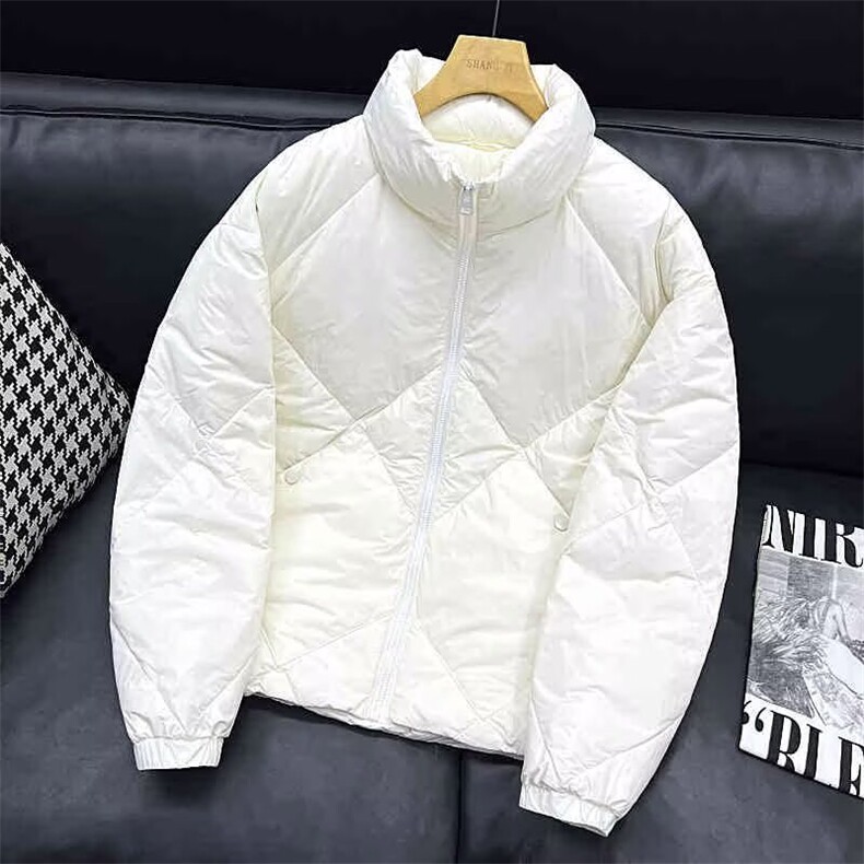 秋冬翻领短款棉衣菱格中青年棉服修身轻薄棉袄短外套TT601 P83图片