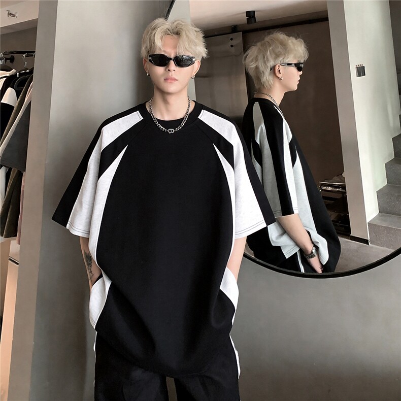 2026主推款棉质凉感抗菌夏季黑白拼接短袖T恤男DT120-特P25，男装T恤，电商C307