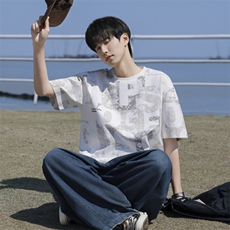 7A抗菌夏季大码潮流时尚动漫印花男士短袖，男装T恤，星座1107-1
