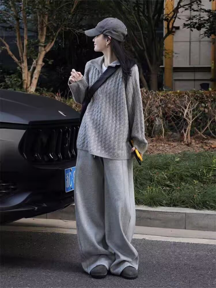 2025羊毛半拉链扭花舒适百搭简约秋冬新款保暖软糯,女装羊毛衫,莺澜羊绒