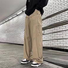 2024春款美式潮流纯棉工装裤男宽松直筒高腰hiphop休闲拖地长裤，男装工装外套，星座410-7