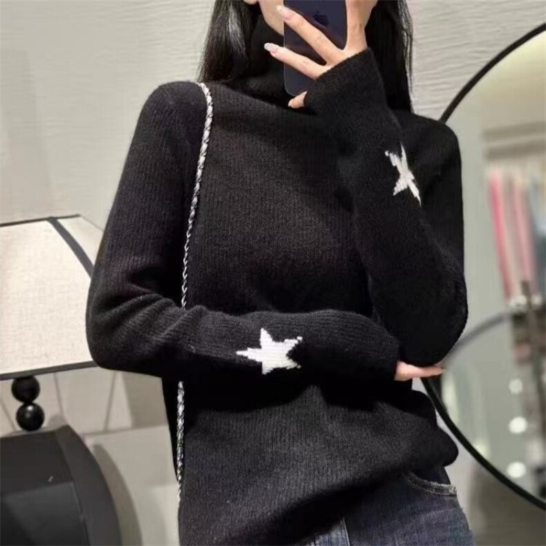 高领毛衣女洋气秋冬季宽松纯色简约堆堆领打底衫,女装羊毛衫,鑫之绒