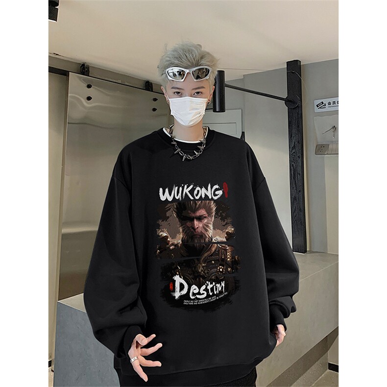 抖音品质秋季新款黑神话悟空仿棉圆领卫衣wycm7012-特批28控49,男装卫衣,星座605(原A050)