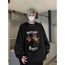 抖音品质秋季新款黑神话悟空仿棉圆领卫衣wycm7012-特批28控49，男装卫衣，星座605(原A050)