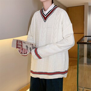 2023秋冬新款毛衣V领休闲宽松上衣男时尚青年A161-2-M2050-P65，男装针织衫/毛衣，电商A161-2