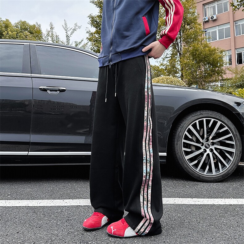 XK60022-P35条纹休闲裤男春秋款潮牌痞帅炸街宽松运动裤青少年,男装休闲裤,电商A178