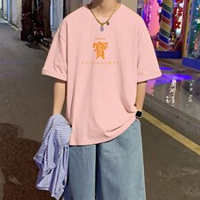 国潮短袖T恤男士夏季港风新款体恤衫ins潮牌大码宽松胖子衣服半袖图片