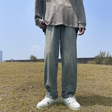 美式高街复古牛仔裤水洗做旧宽松刺绣直筒长裤N5009P43，男装牛仔裤，星座1116-2