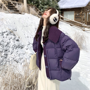 韩系针织翻领90白鸭绒羽绒服2C267-973-P385-K499图片