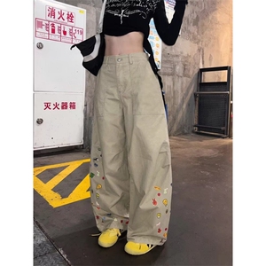 W10354-P73 网图现货 立体裁剪休闲弯刀裤秋冬美式工装泼墨哈伦裤图片