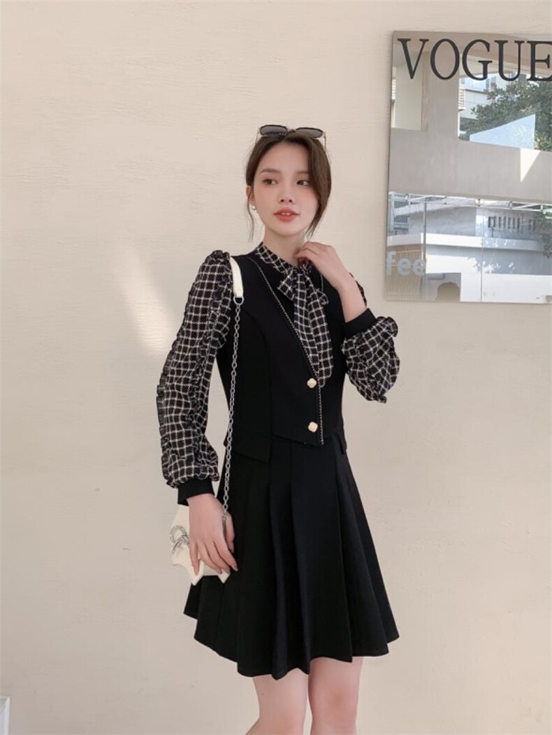 2022早春新款假两件套连衣裙,女装连衣裙,衣佳佰分(1F)