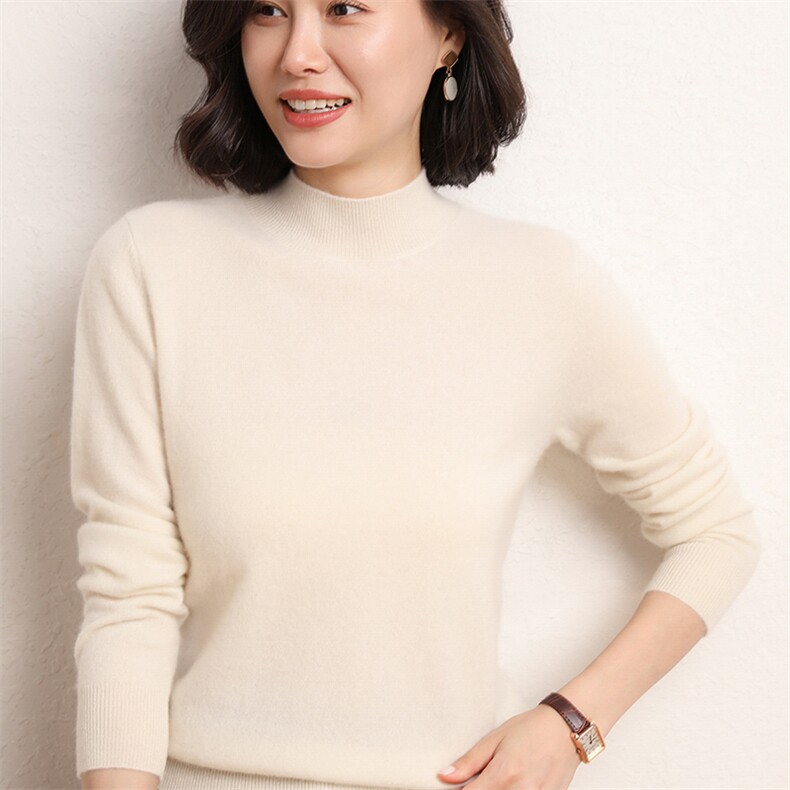 山羊绒秋冬显瘦半高领女打底衫保暖长袖套头图片