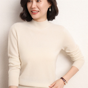 山羊绒秋冬显瘦半高领女打底衫保暖长袖套头图片