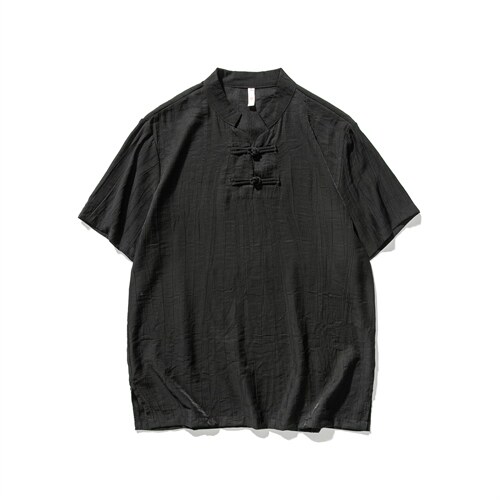 白底平铺 大码日系亚麻盘扣短袖t恤风唐装复古棉麻  F18/P50图片