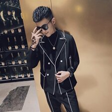 社会风小伙修身休闲商务西裤西服韩版西装两件套装D803-P165控205，男装西服套装，星座308A