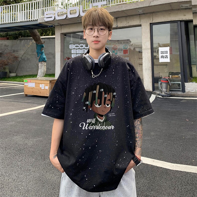 量大优供抖音视频支持得物配合二开美式满天星亮片短袖T恤MTX226,男装T恤,电商A486