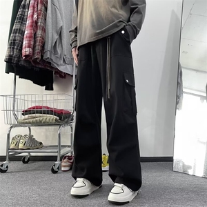 新款春秋美式复古大口袋工装裤男潮牌宽松直筒垂感裤子 K528图片