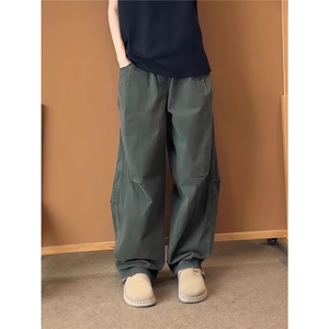 美式cleanfit军绿色弯刀工装裤男秋冬高街vibe镰刀裤子垂感阔腿裤,喇叭裤和卫衣搭配什么鞋子图片