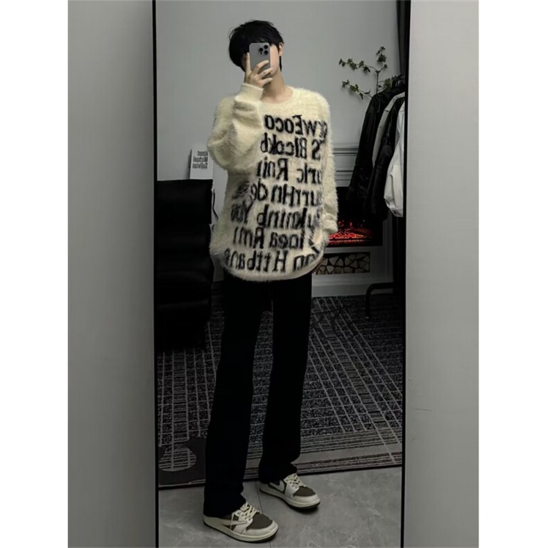 秋冬季时尚潮男百搭宽松圆领针织毛衣男女同款,男装针织衫/毛衣,四季星座218-1