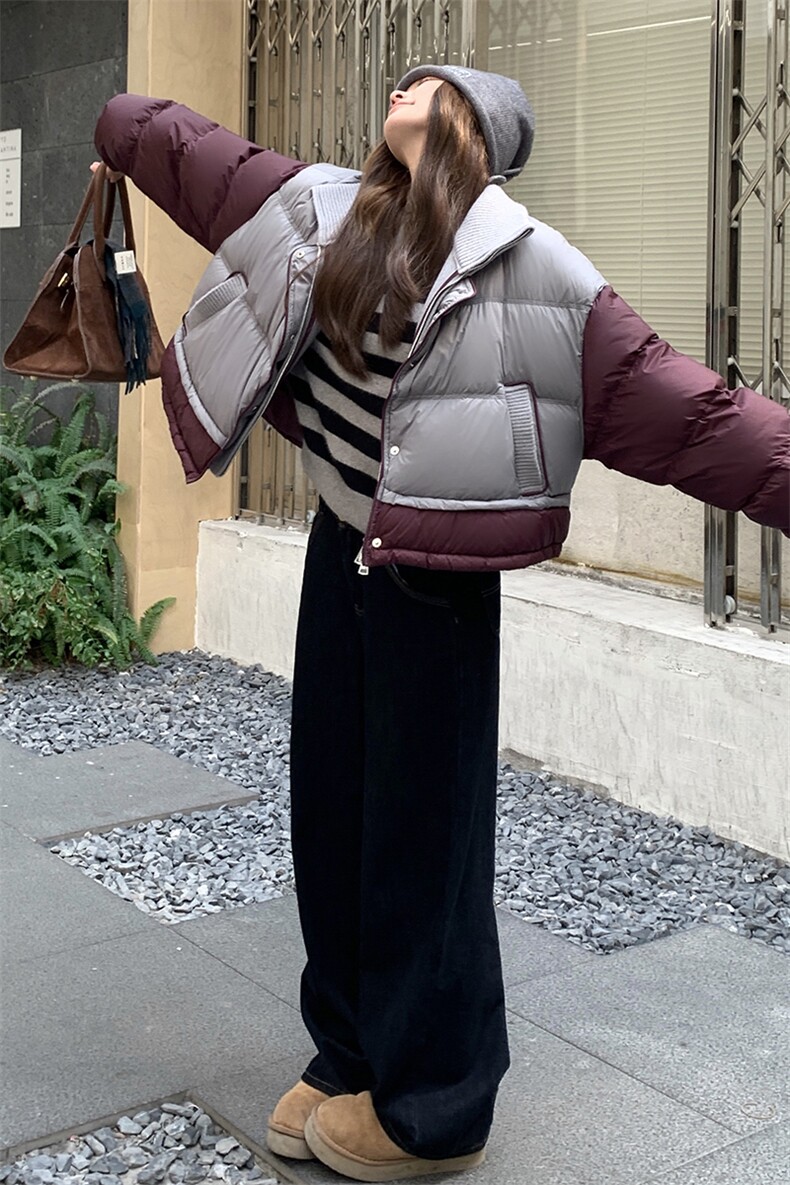 现货设计师款高级配色针织拼接羽绒服温暖小泡芙2C220-P395K529,女装羽绒服,2C220