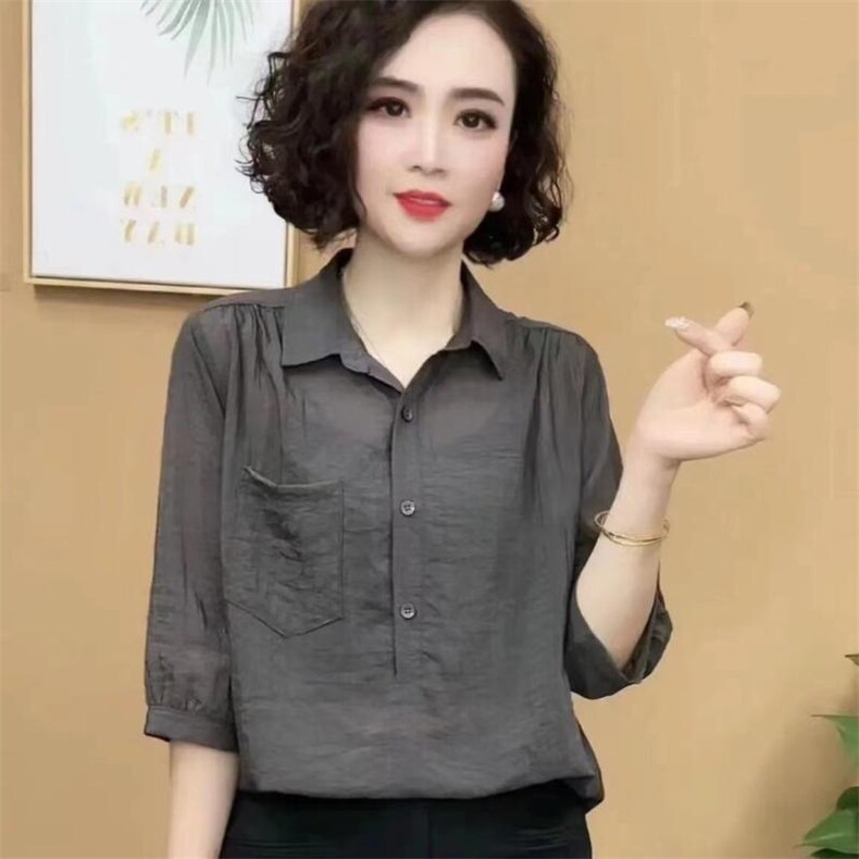 2025简约百搭冰感天丝麻中袖女,女装T恤,思沃羊绒