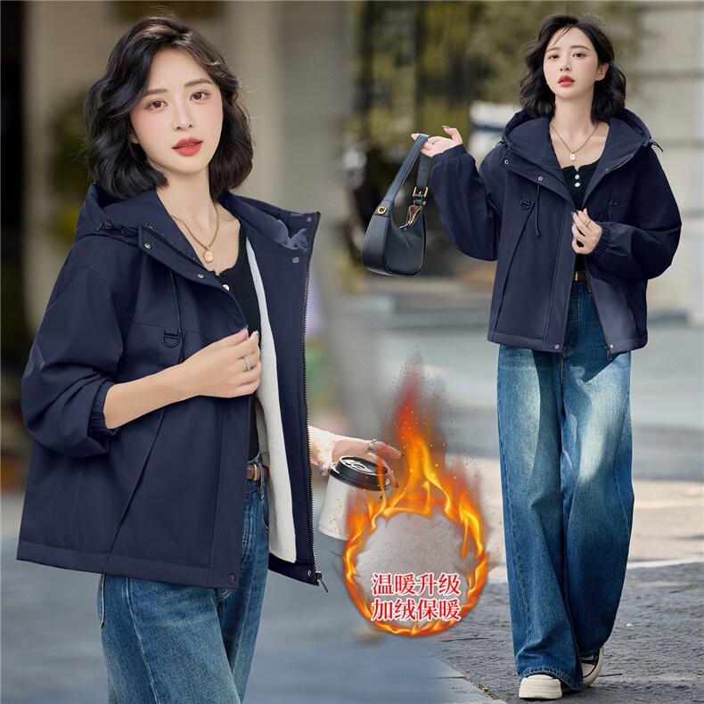 2025年冬季新款时尚加绒连帽棉服派客服,女装棉衣/棉服,依路服饰