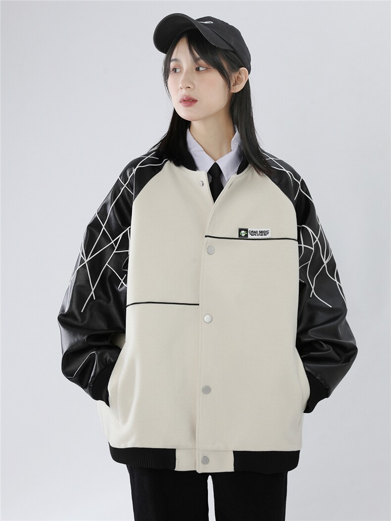 精品秋冬装飞行棒球服男女夹克毛呢拼皮刺绣轻熟JK1701-P115中性A,男装夹克,星座401