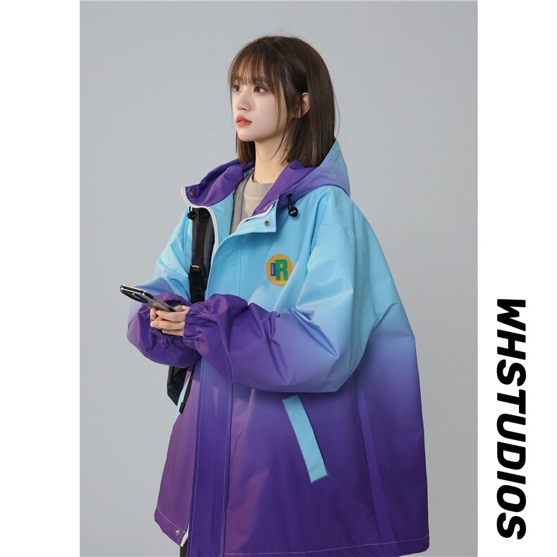 XZ-230-1JK06秋新款中性风宽松简约水墨扎染休闲连帽夹克P78控98，男装夹克，星座230-1