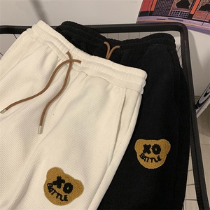 现货主推 休闲裤男加绒加厚小熊刺绣阔腿裤416B-KLJ306-P60 限78图片