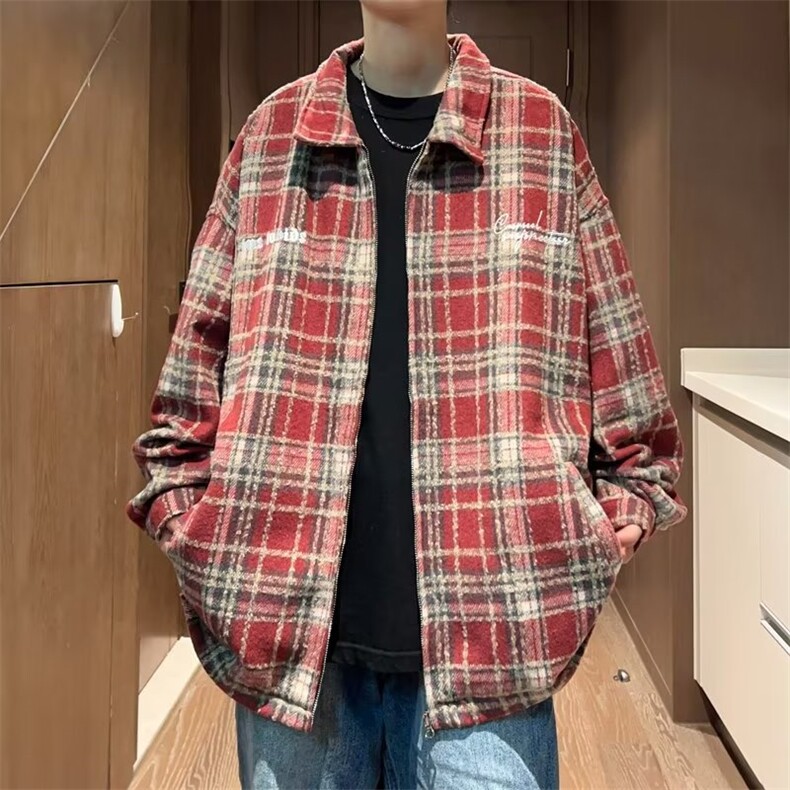 小香风夹克男韩版潮流字母刺绣个性高街2023秋冬ins外套W5194-P58图片